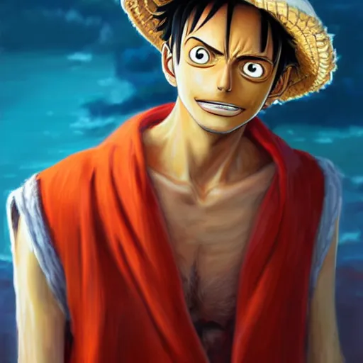 Prompt: Portrait of Luffy by Mandy Jurgens