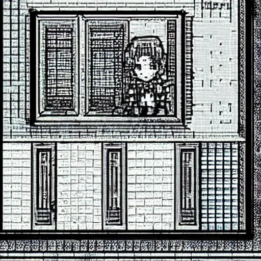 Prompt: Art from a PC98 visual novel. Dithered Art, Anime.