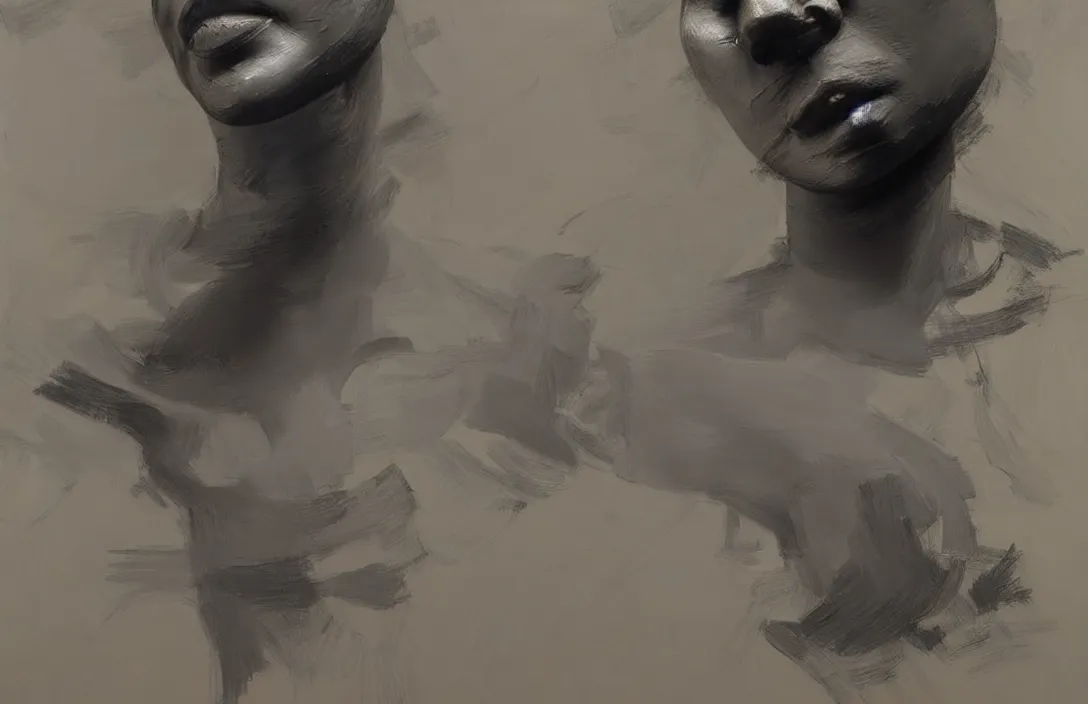 Image similar to complexion painted with fine brushes line density is used for rendering light and shadow. light and shade should blend without lines or borders, in the manner of smoke the precision of drawing makes the final effect that of a shallow relief sculpture render by christopher soukup