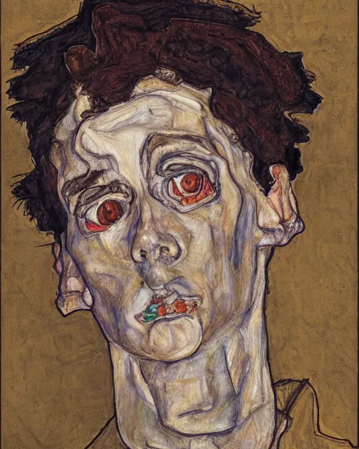 Image similar to portrait of morty by egon schiele in the style of greg rutkowski