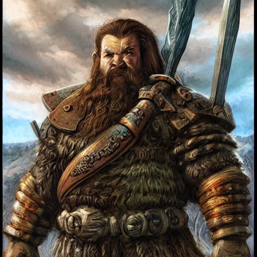 Image similar to stout dwarven warrior Gimli by Mark Brooks, Donato Giancola, Victor Nizovtsev, Scarlett Hooft, Graafland, Chris Moore