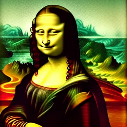 Image similar to a painting of the mona lisa in the style of van gogh