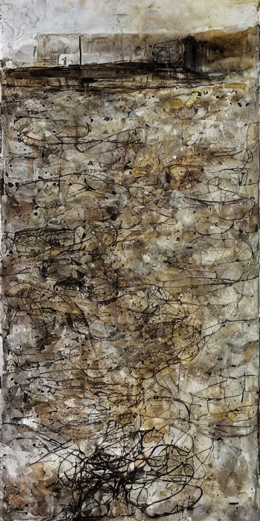 Image similar to artwork by anselm kiefer,