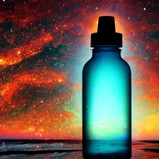 Image similar to a universe inside of a bottle on the beach, hyper detailed, photorealostic