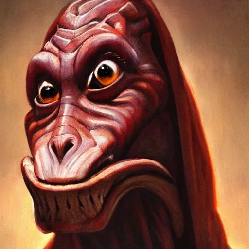 Prompt: ultra realistic portrait painting of jar jar binks as count doku, art by frank frazetta, 4 k, ultra realistic, highly detailed, epic lighting
