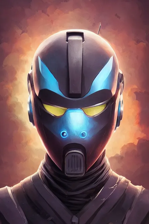 Image similar to epic mask helmet robot ninja portrait stylized as fornite style game design fanart by concept artist gervasio canda, behance hd by jesper ejsing, by rhads, makoto shinkai and lois van baarle, ilya kuvshinov, rossdraws global illumination radiating a glowing aura global illumination ray tracing hdr render in unreal engine 5