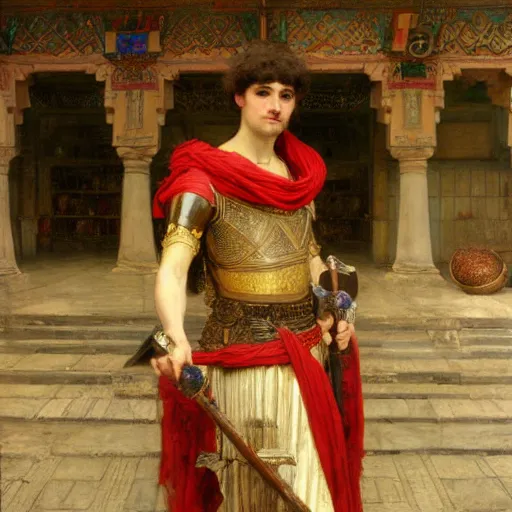 Prompt: orientalist portrait of a knight standing in a market intricate artwork by john william waterhouse and Edwin Longsden Long and Theodore Ralli and Henryk Siemiradzki. trending on artstation, very coherent symmetrical artwork high detail 8k