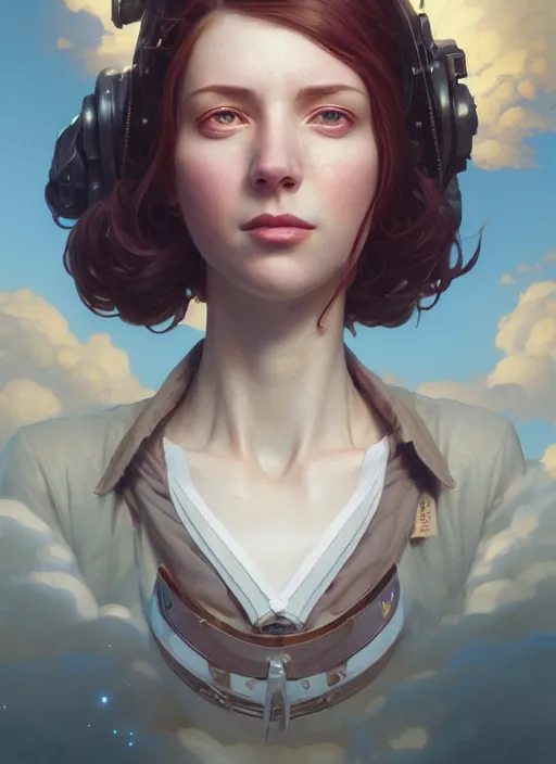 Prompt: highly detailed portrait of a female pilot, cracked porcelain skin, stephen bliss, unreal engine, fantasy art by greg rutkowski, loish, rhads, ferdinand knab, makoto shinkai and lois van baarle, ilya kuvshinov, rossdraws, tom bagshaw, alphonse mucha, global illumination, radiant light, detailed and intricate environment