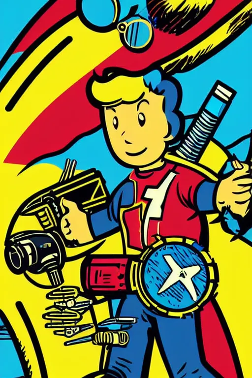 Image similar to fallout 7 6 retro futurist illustration art by butcher billy, sticker, colorful, illustration, highly detailed, simple, smooth and clean vector curves, no jagged lines, vector art, smooth andy warhol style