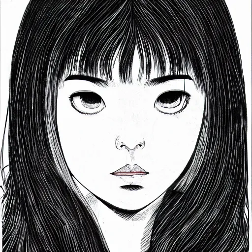 Prompt: a portrait of tomie by junji ito