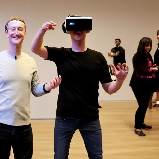 Image similar to Mark Zuckerberg dancing with vr headset on