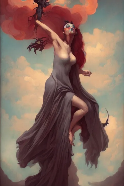 Image similar to Witch by Peter Mohrbacher in the style of Gaston Bussière, Art Deco