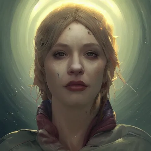 Image similar to highly detailed portrait christina hendricks robot in gta v, stephen bliss, unreal engine, fantasy art by greg rutkowski, loish, rhads, ferdinand knab, makoto shinkai and lois van baarle, ilya kuvshinov, rossdraws, tom bagshaw, global illumination, radiant light, detailed and intricate environment