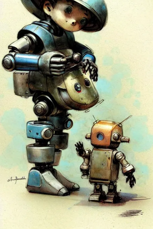 Image similar to (((((1950s boy and his robot . muted colors.))))) by Jean-Baptiste Monge !!!!!!!!!!!!!!!!!!!!!!!!!!!