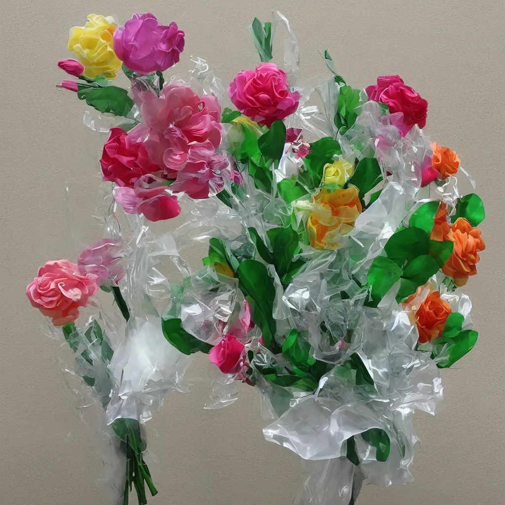 Image similar to an inflatable transparent flower bouquet