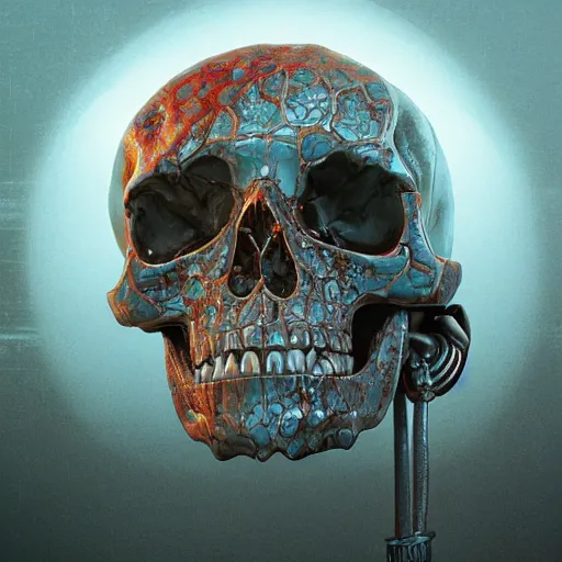 Image similar to portrait_of_a_melting_skull._intricate_abstract._intricate_artwork._by_Tooth_Wu_wlop_beeple_dan_mumford._octane_render_trending_on_artstat