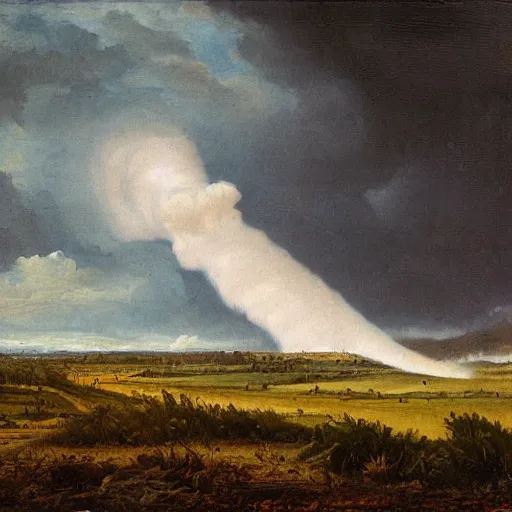 Prompt: a tornado in the distant landscape