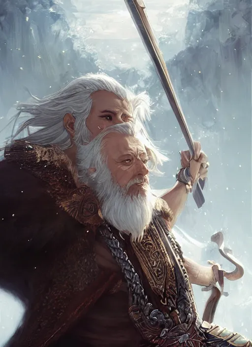 Image similar to king of gods odin, cg original, by wlop