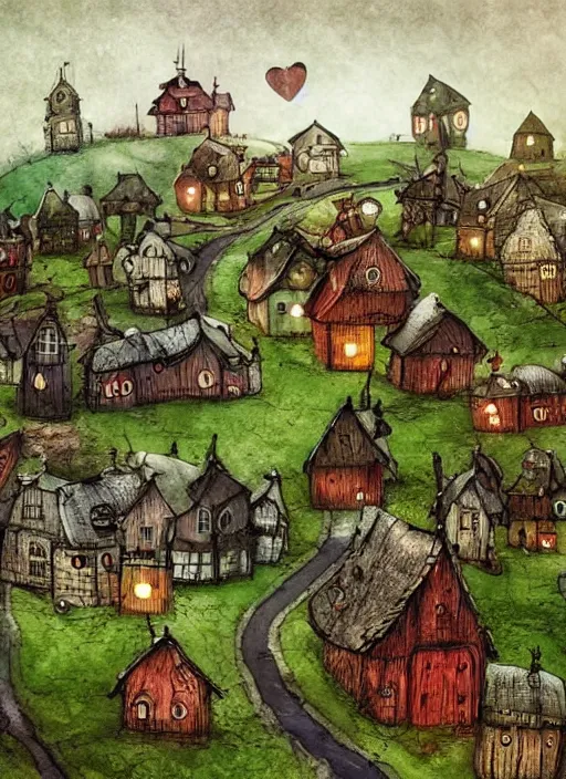 Prompt: a village by alexander jansson