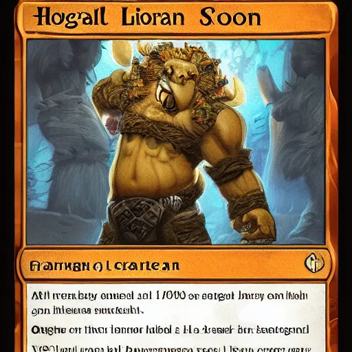 Image similar to A orc lion heartstone card art