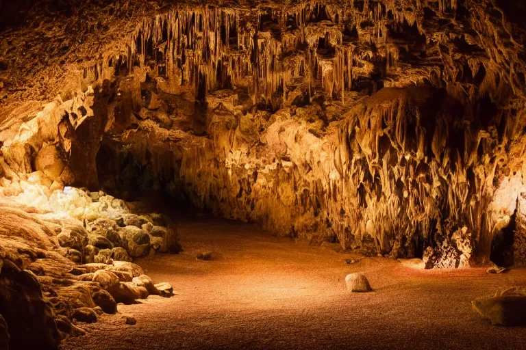 Image similar to a beautiful cave, cinematic