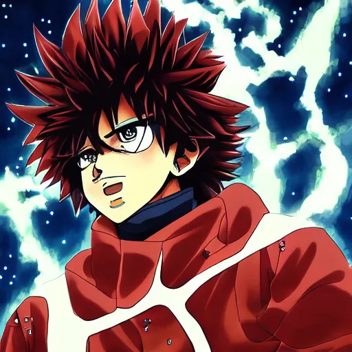 Profile picture of an anime, koey horikoshi's artwork with a male character  with black hair and a smile