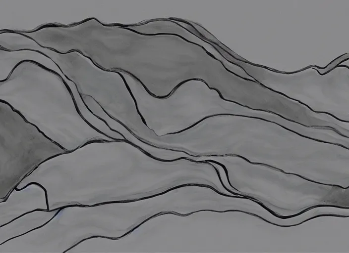 Image similar to minimalist charred rocky snowdrift landscape with cliff contours from mulan ( 1 9 9 8 )