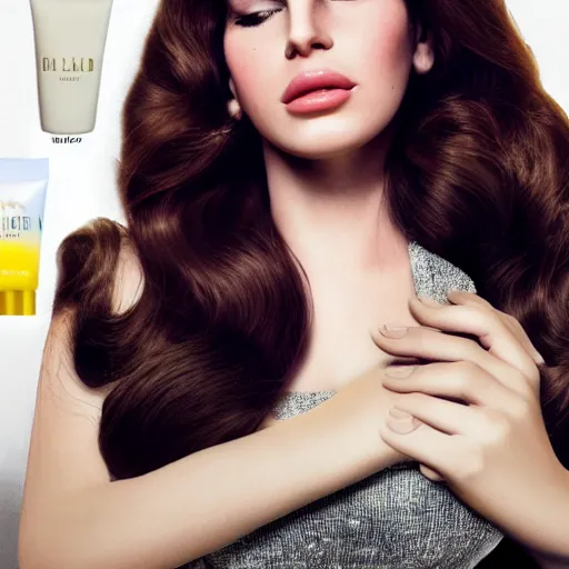 Image similar to Lana del rey in a hand cream commercial, photorealistic, detailed, studio