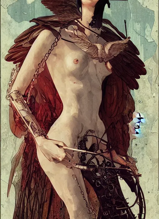 Image similar to angel, eun emerging from renaissance italy into a cyberpunk mutiversal realm by conrad roset, nicola samuri, dino valls, m. w. kaluta, jakub rebelka, rule of thirds, seductive look, beautiful