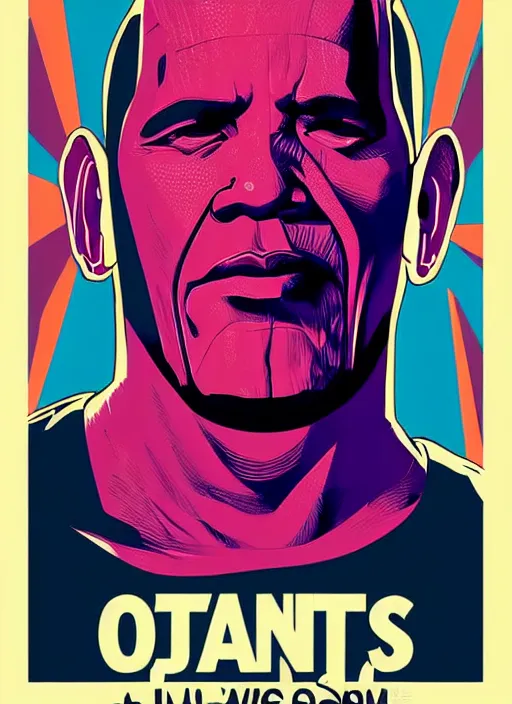 Image similar to 3 / 4 portrait of thanos. obama style poster by shepard fairey