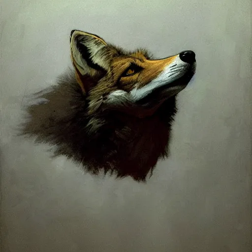 Prompt: portrait of a coyote head human body standing in a plain white room digital art by Nerdrum John, William Waterhouse, Winslow Homer, Alex Heywood, Jordan Grimmer, Darren Quach, Greg Rutkowski, Simon Stalenhag, trending on Artstation, CGSociety