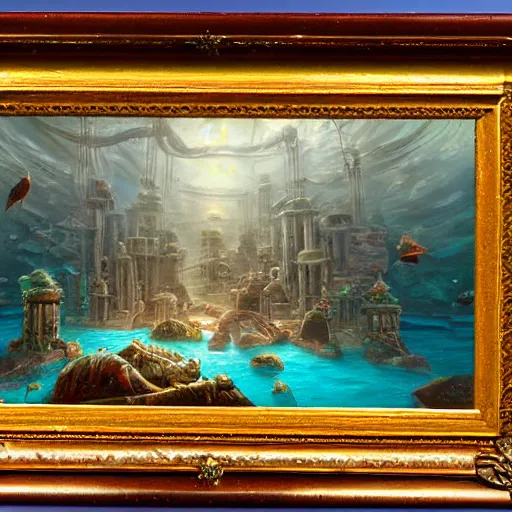 Prompt: 8k detailed painting of a underwater city