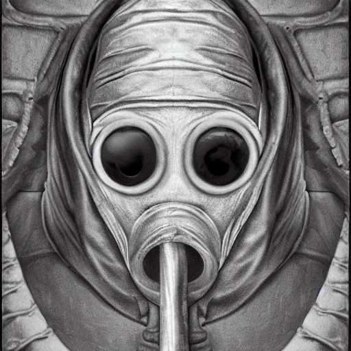 Image similar to teenage plague doctor yearbook photo. extremely lush lifelike detail. award - winning digital art by ansel adams, roger deakins, steichen. surreal scientific photoillustration, masterpiece, artstation, shutterstock polycount contest winner, biomorphic. child larva plague doctor