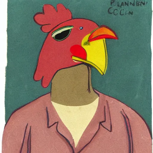 Image similar to prisoner using a chicken head