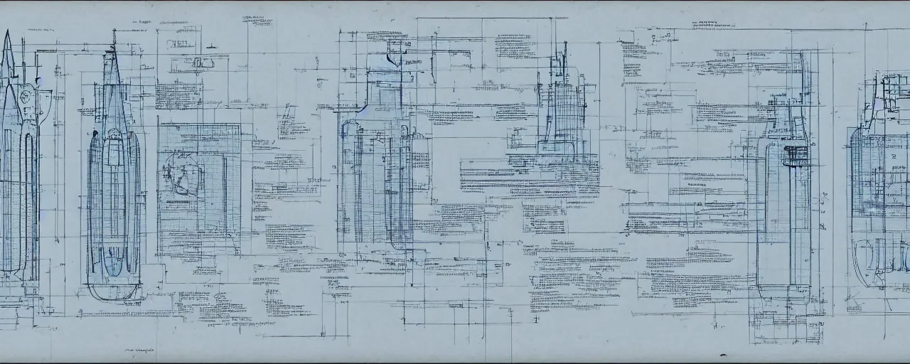 Image similar to detailed blueprints of a nuclear device