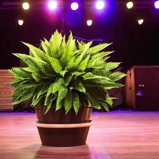 Image similar to a potted plant on a stage at a mosh pit