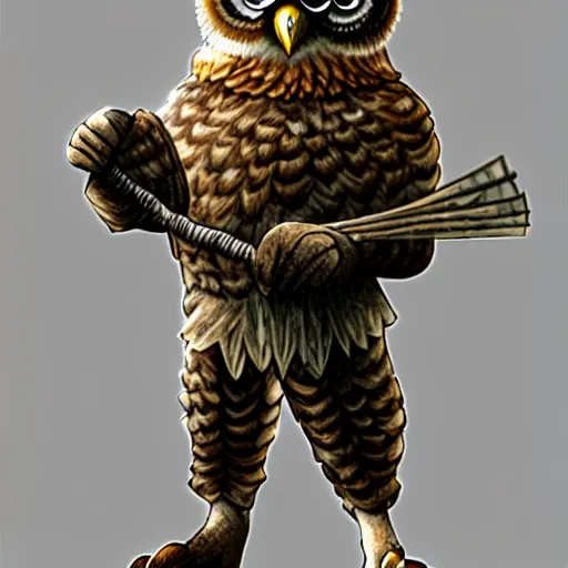 Image similar to anthropomorphic owl warrior