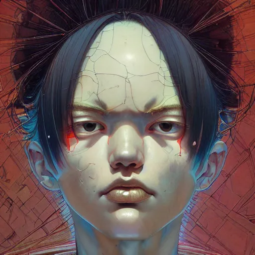 Image similar to prompt : monumental portrait soft light painted by james jean and katsuhiro otomo and erik jones, inspired by akira anime, smooth face feature, intricate oil painting, high detail illustration, sharp high detail, manga and anime 1 9 9 9