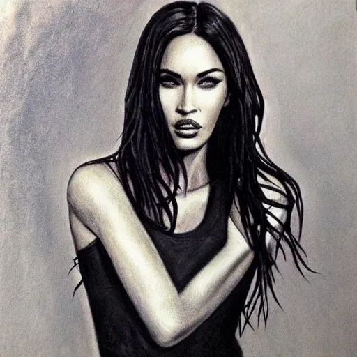 Prompt: charcoal painting of megan fox