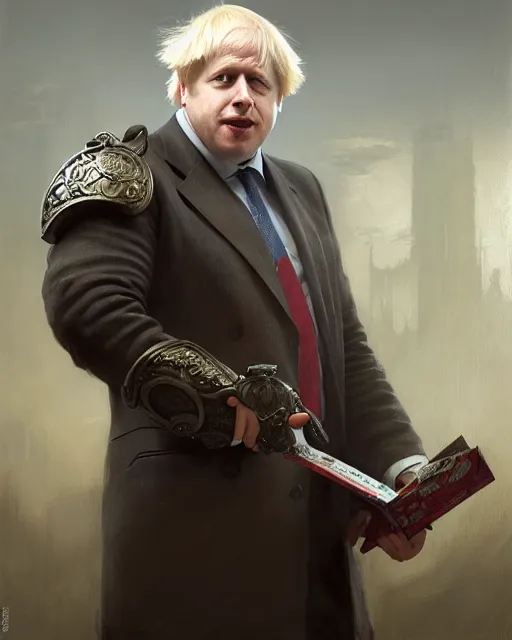 Prompt: boris johnson working at burger king, character portrait, ultra realistic, concept art, intricate details, highly detailed by greg rutkowski, gaston bussiere, craig mullins, simon bisley