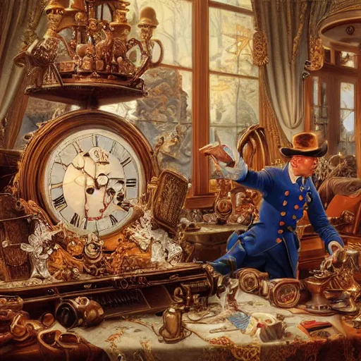 Image similar to the chief engineer of design, Realistic, Regal, Refined, Detailed Digital Art, Michael Cheval, Walt Disney (1937), François Boucher, Oil Painting, Steampunk, Highly Detailed, Cinematic Lighting, Unreal Engine, 8k