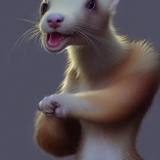 Prompt: A ferret as an animatronic, hyperdetailed, artstation, cgsociety, 8k