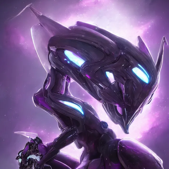 Prompt: cinematic close shot, cosmic sized proportional stunning beautiful hot female warframe, detailed sleek robot mecha female dragon head, metal ears glowing purple eyes, sleek silver armor, fuschia skin, floating in empty space, nebula sized, epic proportions, epic size, epic scale, furry art, dragon art, giantess art, warframe fanart, furaffinity, deviantart