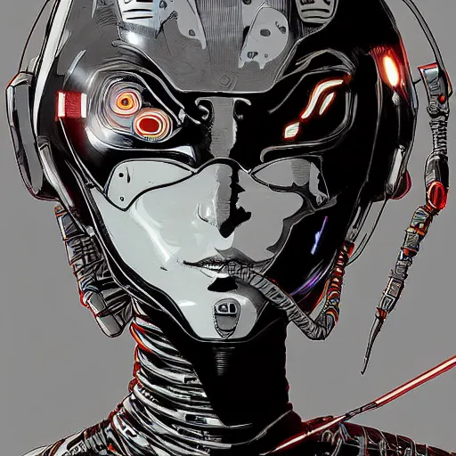 Prompt: cyborg woman painted in miyazaki color style drawn by tsutomu nihei, high detail, intricate linework, sharp, smooth face, china doll face, high detail, manga and anime