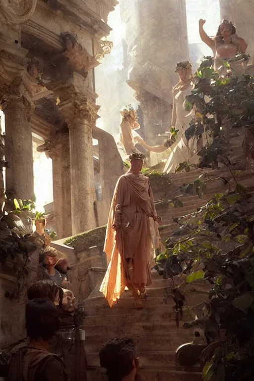 Prompt: ancient roman steve buscemi ascending wearing the civic crown, art by anders zorn, wonderful masterpiece by greg rutkowski, beautiful cinematic light, american romanticism by greg manchess, jessica rossier