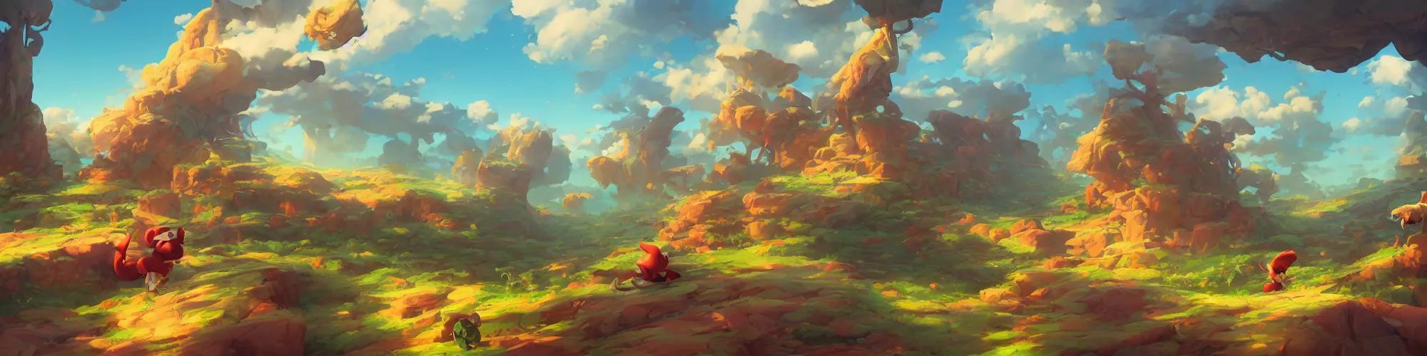 Image similar to 3 6 0 panoramic dynamics matte painting acrylic blur oil wonderland yoshi kurbi dofus, behance hd by jesper ejsing, by rhads, makoto shinkai and lois van baarle, ilya kuvshinov, rossdraws global illumination