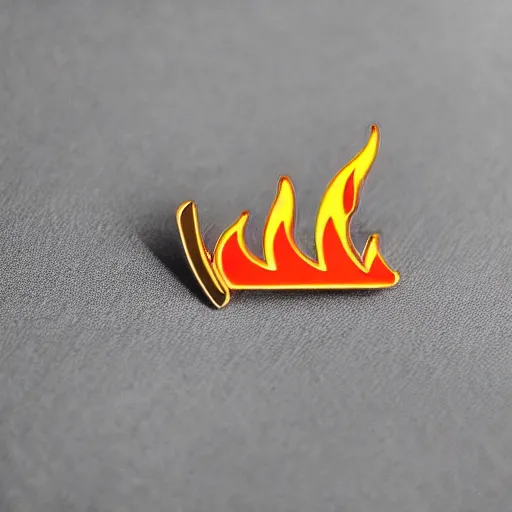 Image similar to a photo of a retro 1 9 8 0 s minimalistic clean fire flames enamel pin, beautiful cinematic light, behance