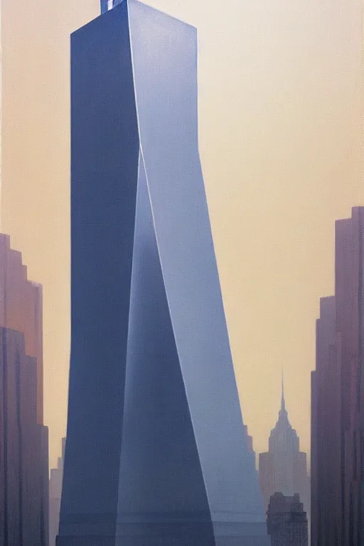 Image similar to world trade center on new york, edward hopper and james gilleard zdzislaw beksisnski higly detailed