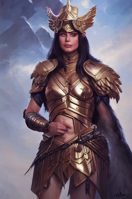 Image similar to amazon valkyrie athena, d & d, fantasy, portrait, highly detailed, headshot, digital painting, trending on artstation, concept art, sharp focus, illustration, art by artgerm and greg rutkowski and magali villeneuve