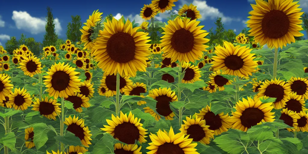 Image similar to beautiful sunflowers, unreal engine